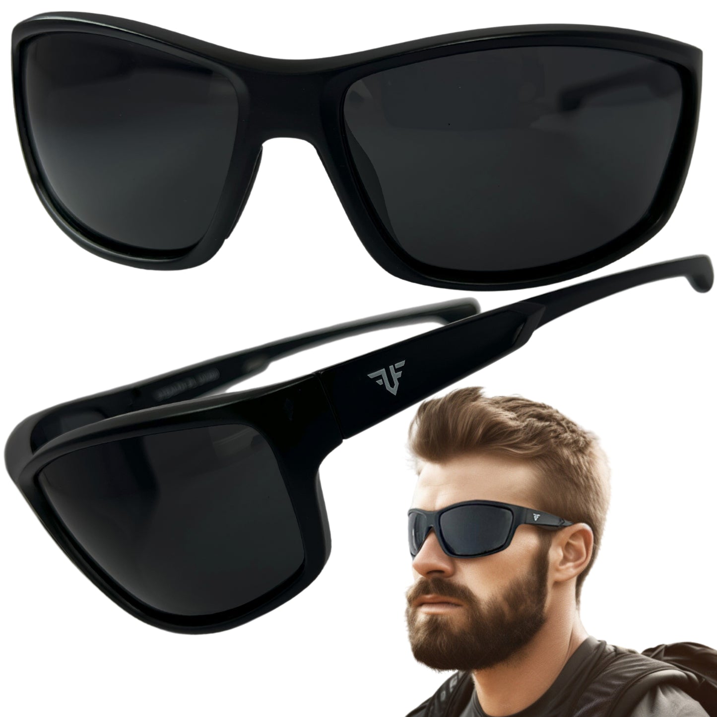 Gafas de Sol Hombre Polarizadas y Deportivas con Protección UV400 - Polarized sunglasses men - Brillo Negro